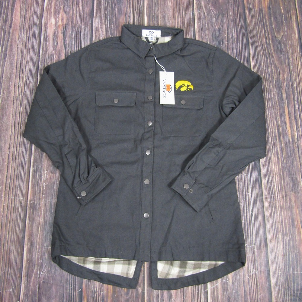 Iowa Hawkeyes Shirt Jacket‎ Mens Medium Vantage 7341 Snap Button Workwear NCAA